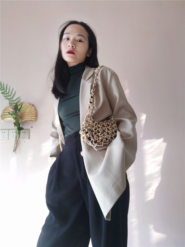 Neue Frauen Abend Tasche Acryl Kette Handtaschen Luxus Platz Weben Party hochzeit Tasche lässig Jahrgang Kupplung griff