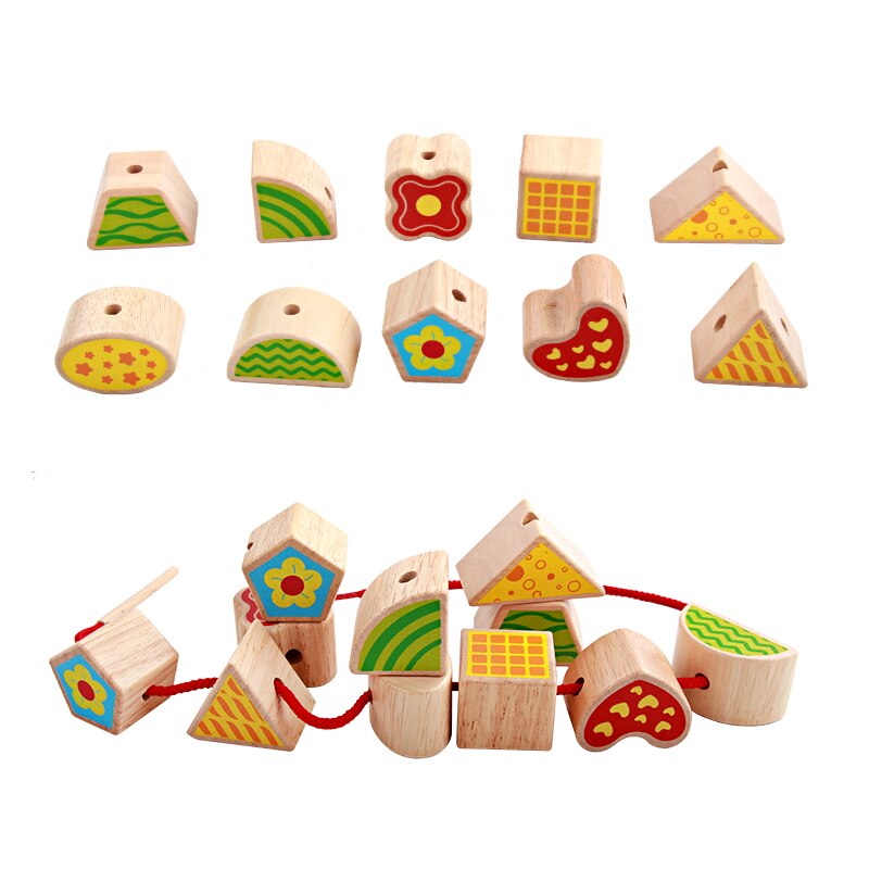 Cartoon Wooden Shape Block Shape Sorting Cube Classic Wooden Toy Easy-to-Grip Shapes Knocking Abacus Beaded Numeral Fruit toy
