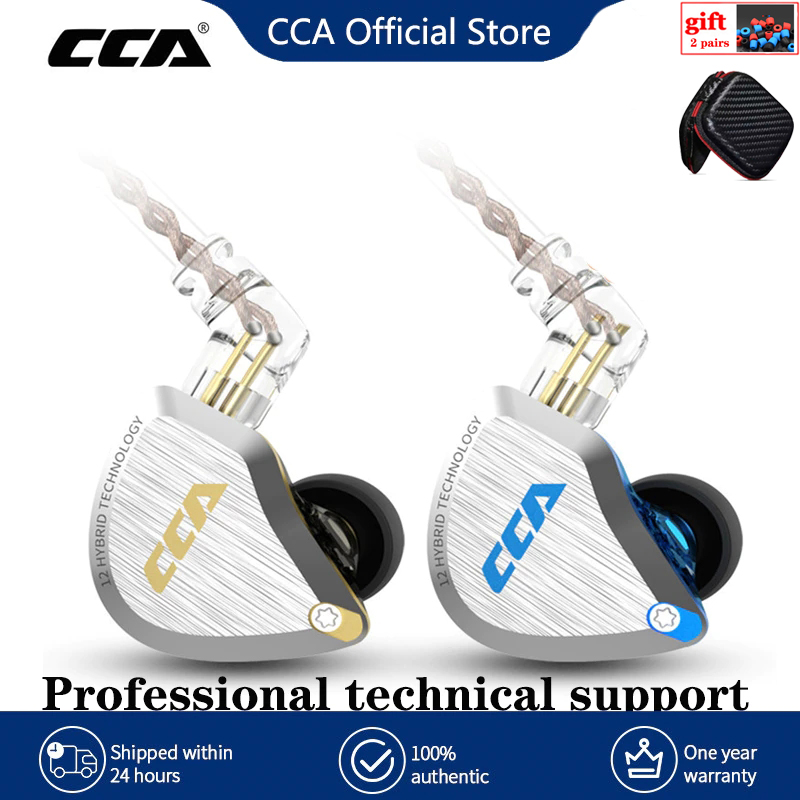 CCA C12 5BA+1DD Hybrid Hanging In Ear Headset 12 Drivers Unit HIFI DJ Monitor Earphone Earbuds Noise Cancelling Wired Gamer PC