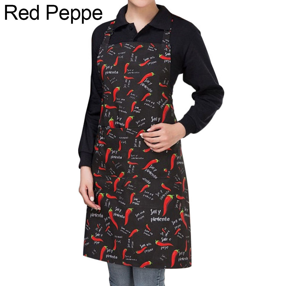 70x57cm Keuken BBQ Gestreepte Plaid Lange Schorten voor Vrouw Taille Schort met Pocket Catering Chef Ober Schort barbecue Keuken Tool: Red Pepper