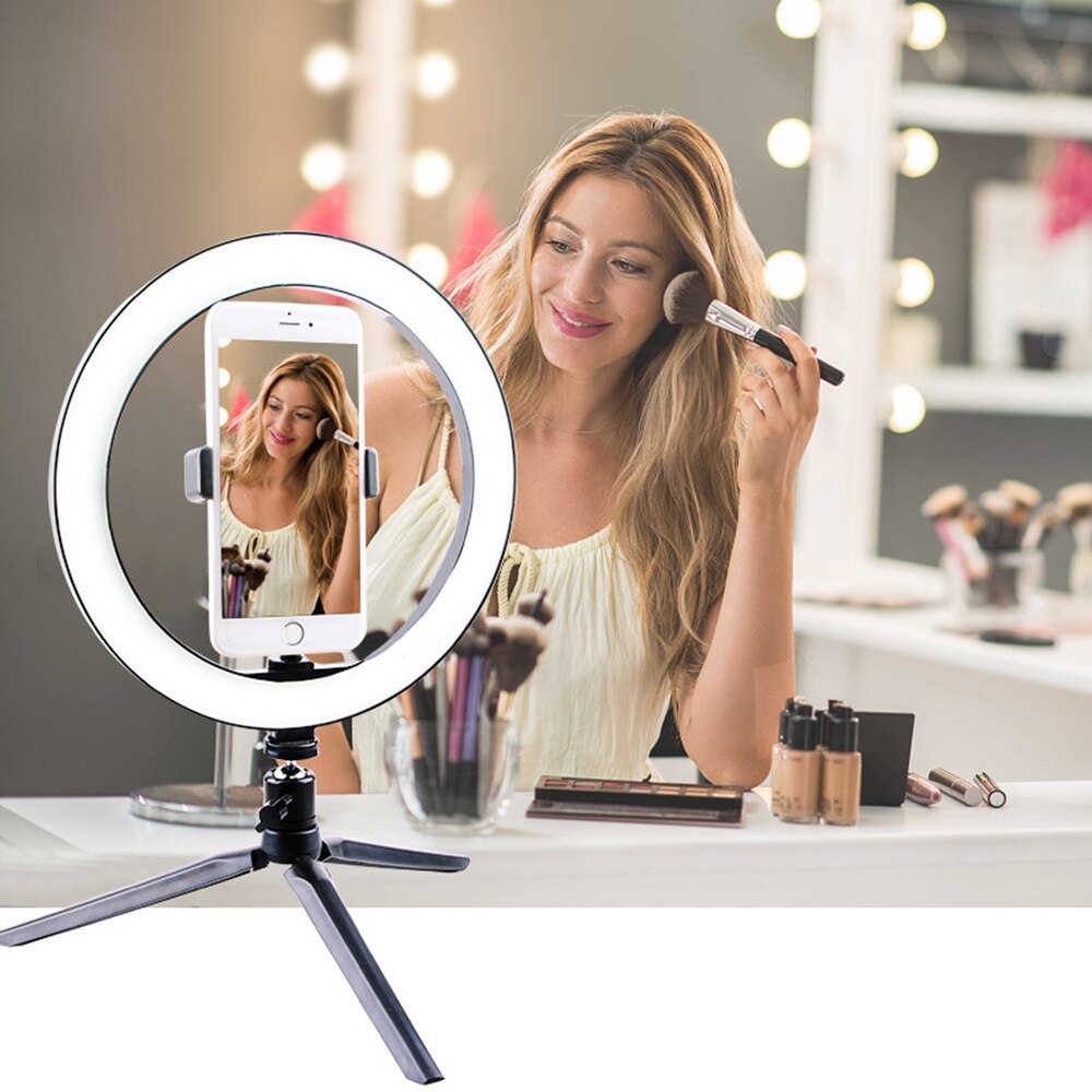 Photographie miroir de maquillage à LED Selfie lumière 160MM Dimmable appareil photo téléphone maquillage lampe flexible avec trépieds de Table pour ancres en direct