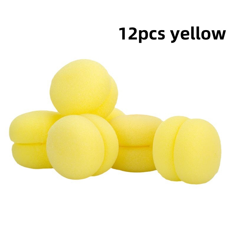 Rulos de pelo de espuma de fresa para mujer, herramienta de rizador de esponja sin calor, peinado diario, rizador esponjoso, rulos de pelo manuales, 1/6/12 Uds.: YELLOW