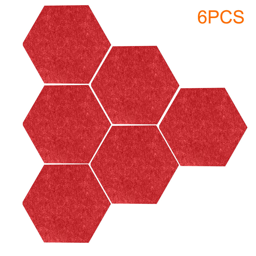 Tablero de corcho hexagonal para decoración del hogar, autoadhesivo multifunción, moderno, para guardería, fotos, sala de estar, 6 piezas: Rojo