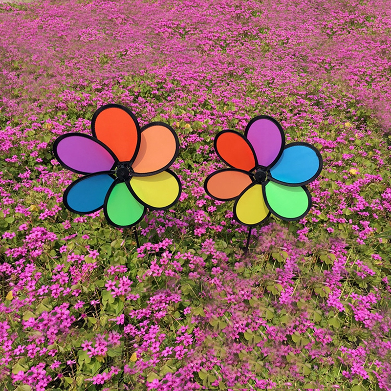 Kleurrijke Regenboog Dazy Bloem Spinner Wind Windmolen Tuin Yard Outdoor Decor