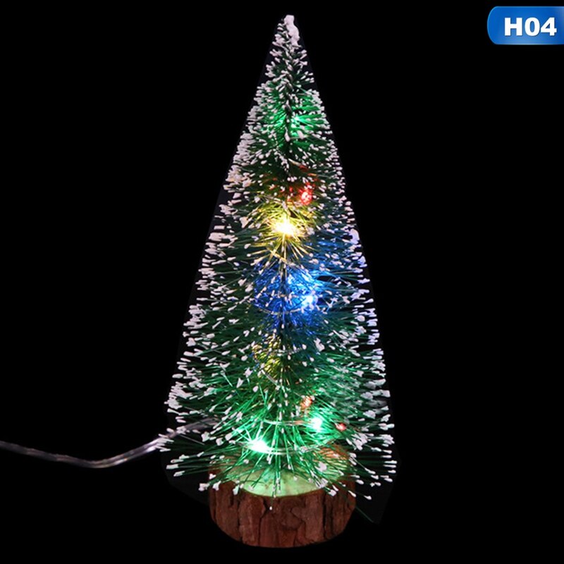 1pc LED Light Mini Artificial Christmas Trees Decorations Festival Tabletop Miniature Snow Frost Xmas Tree Decor 4Sizes: 4