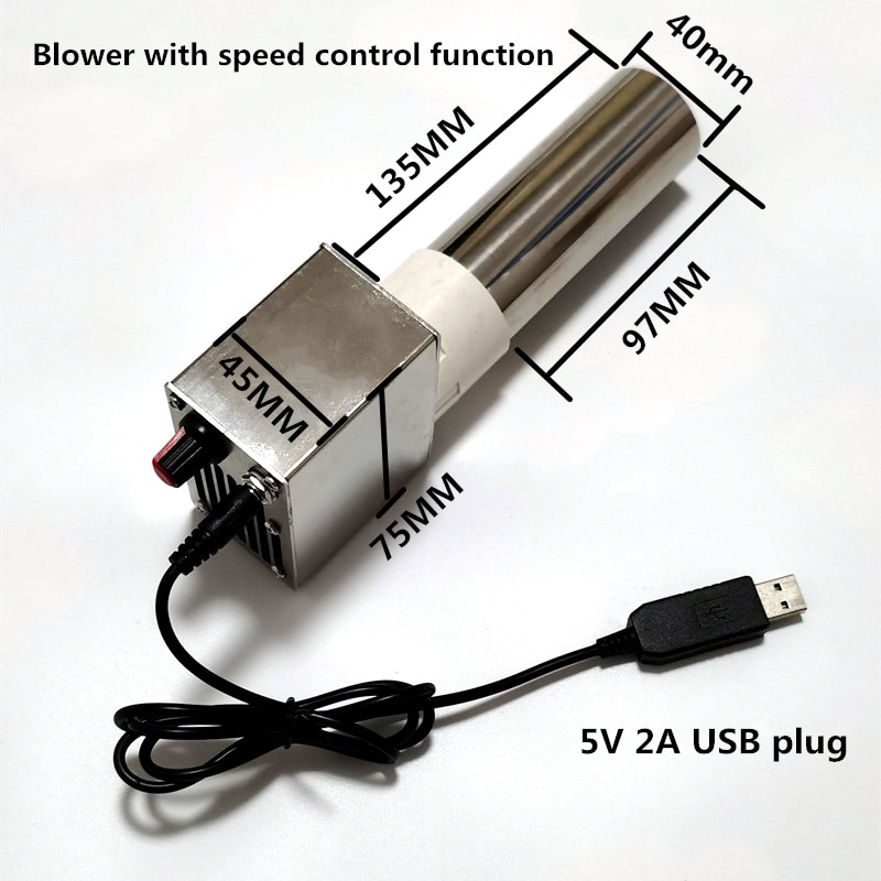 A60S Violent Speed Control Blower Outdoor BBQ Grill Wood Fire Stove With Collector Tube Fire Hair Dryer Portable 5V USB Plug