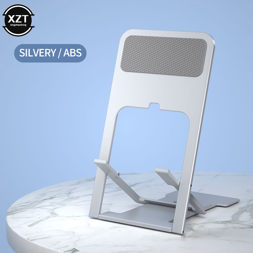 Desktop Mobile Phone Holder Stand for iPhone Xiaomi Universal Adjustable Foldable Table Cell Phone Desk Stand Holder: Silver