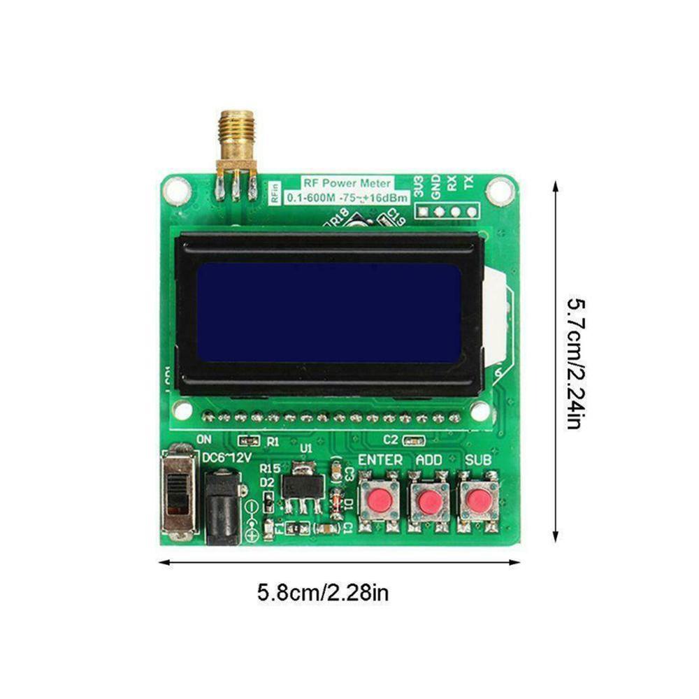 LCD Digital Wattmeter Volt Watt Power Ammeter Voltmeter Frequency -75~16 Power dBm Meter Radio Attenuation RF 1-600MHz Valu A8A2
