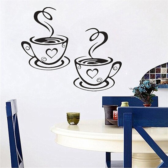 Home Kitchen Restaurant Cafe Tea Wall Sticker Coffee Cups Sticker Wall Decor