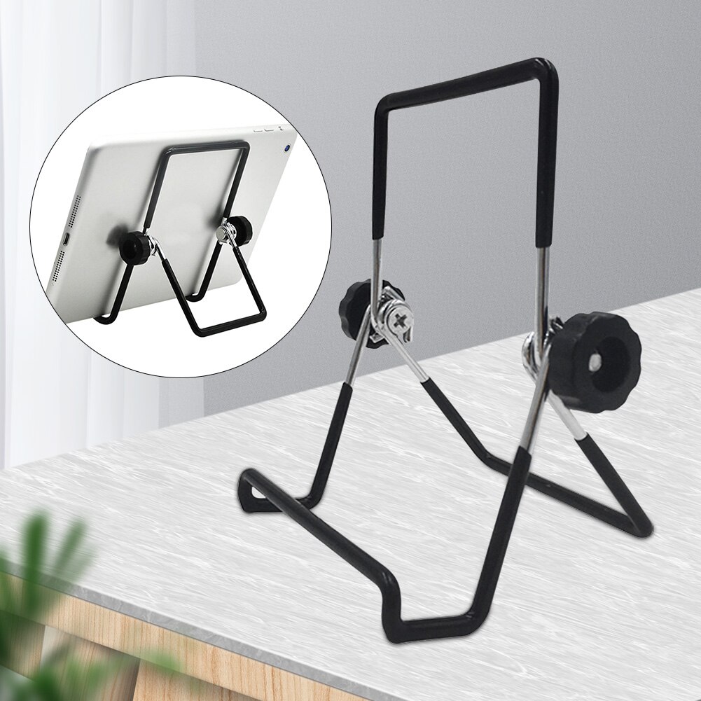 Desktop Adjustable Angle Phone Rack Portable Foldable Flexible Bracket Universal Tablet Holder Multifunctional Simple Iron Wire: black 180x140 mm