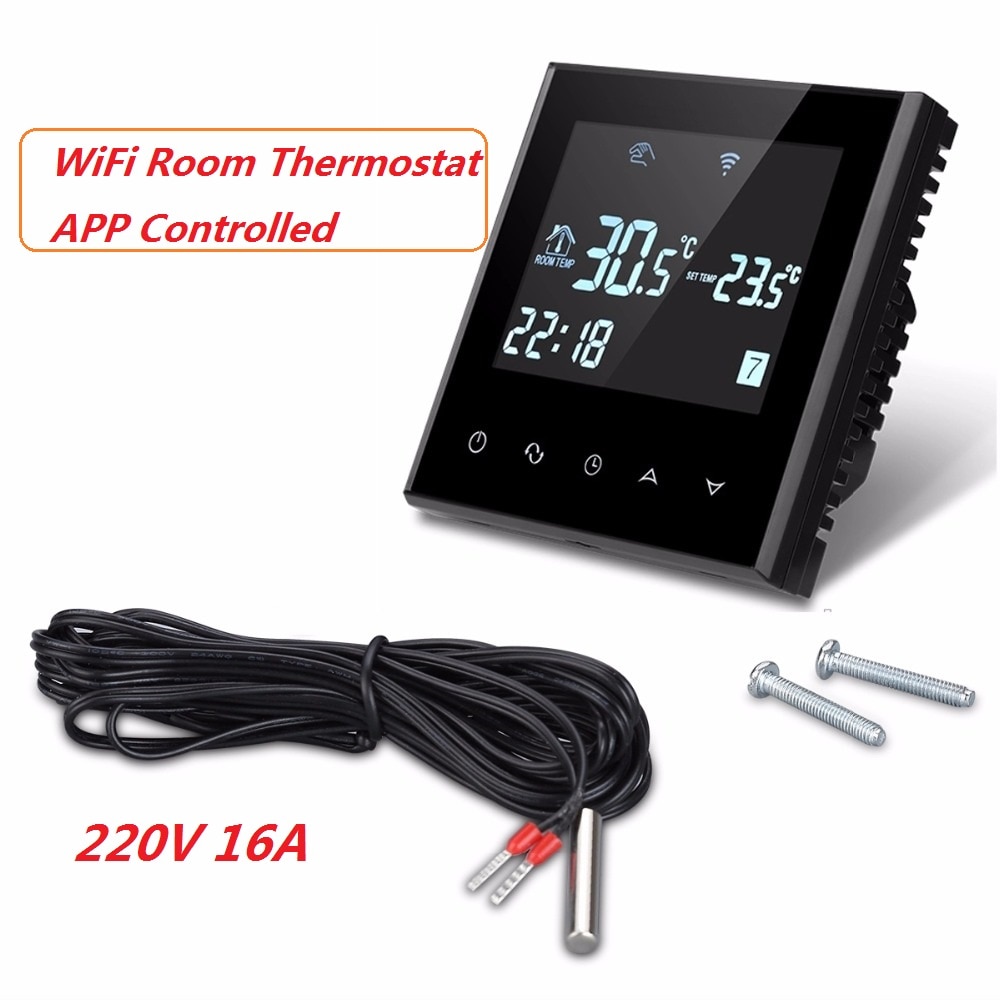 APP Controlled LCD Touch Screen Underfloor Heating Temperature Controller 220V 16A Wifi Room Thermostat For Floor Warming