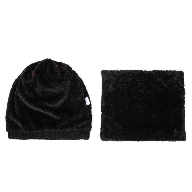 Winter Warm Pak Hoeden Sjaal 2 Stuk Fluwelen Katoenen Mannen Beanie Hat Unisex Ring Bib Skullcap Hedging Caps klassieke Plaid