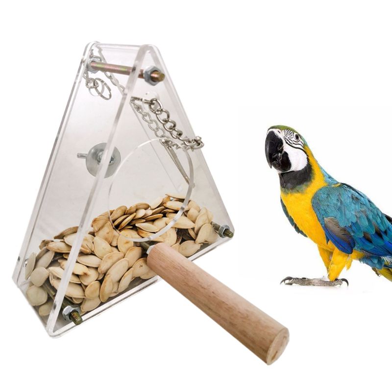 House Styling Hanging Bird Parrot Feeder Clear Glass Window Seed Tray Pet Feeding Accessories (9W4)(F76) main image 1