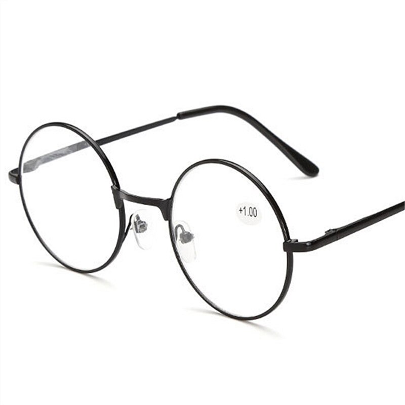 Retro Metalen Ronde Frame Leesbril Vrouwen Mannen Verziend Brillen Brillen Dioptrie + 1.0 + 1.5 + 2.0 + 2.5 + 3.0 + 3.5 + 4.0: +200 / Black