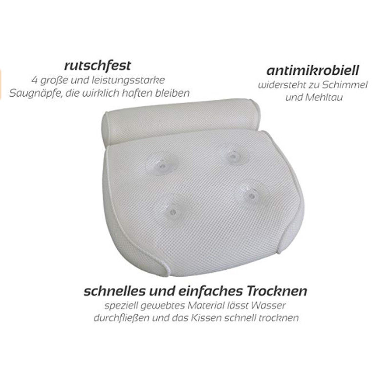 White Waterproof Foam Bathtub Pillow Cushion Relux Bath Spa Head Neck Rest Tool