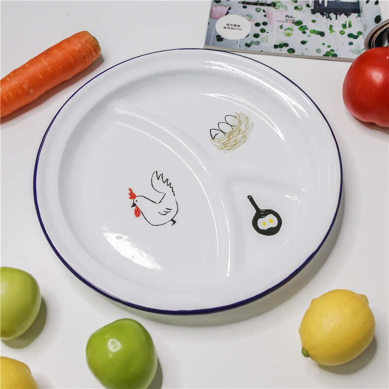 Baby Plate Children's Tableware Food Plate Separator Breakfast Tray: blue edge
