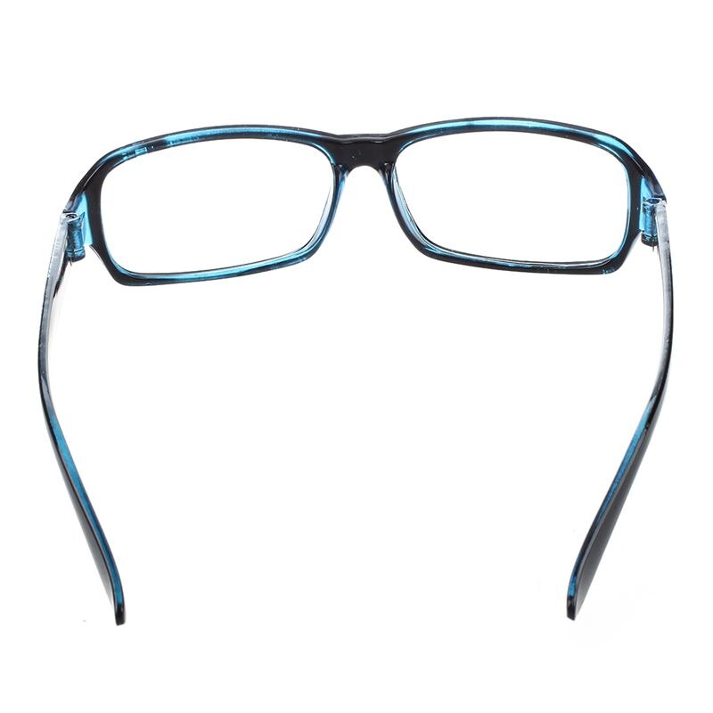 Unisex Black Blue Plastic Frame Arms Clear Lens Plain Glasses