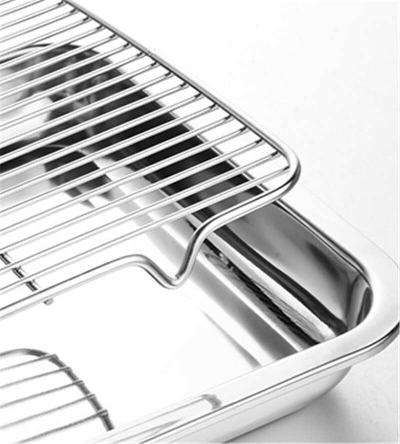 Wire Steaming Kebab Barbecue Mesh Rack BBQ Grill Mesh Tool Net Carbon Stainless Steel deep Square Plate cafeteria Storage trays