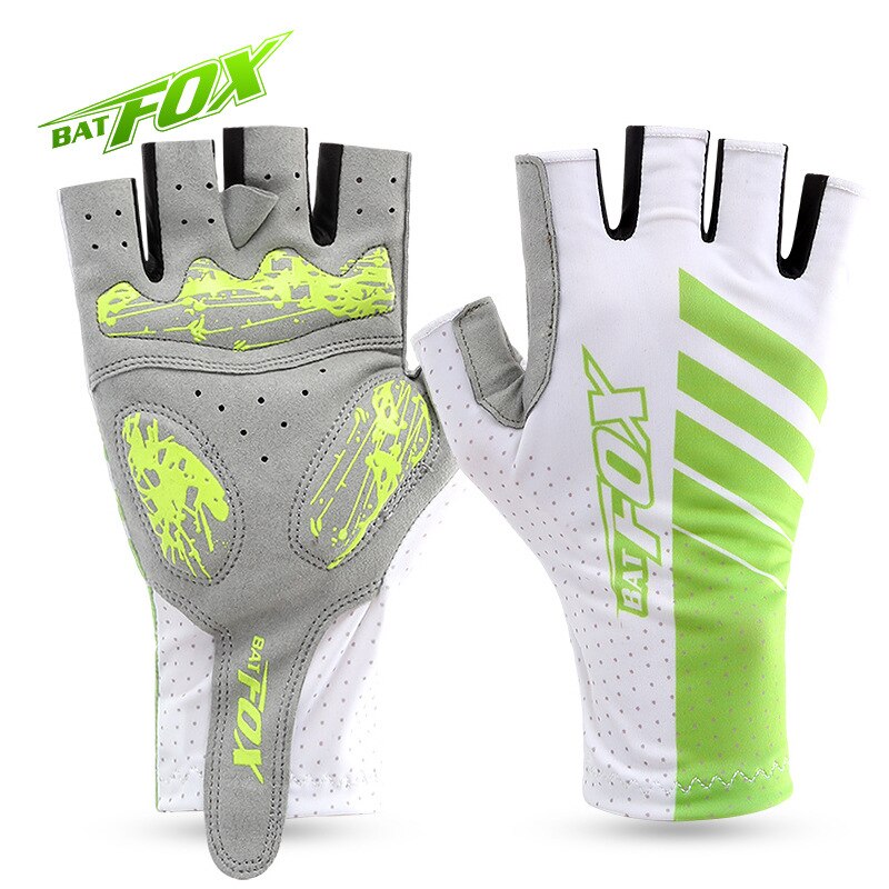 BATFOX-guantes de ciclismo transpirables para hombre y mujer, de medio dedo, Anti-UV, a prueba de golpes, para deportes al aire libre, Verano