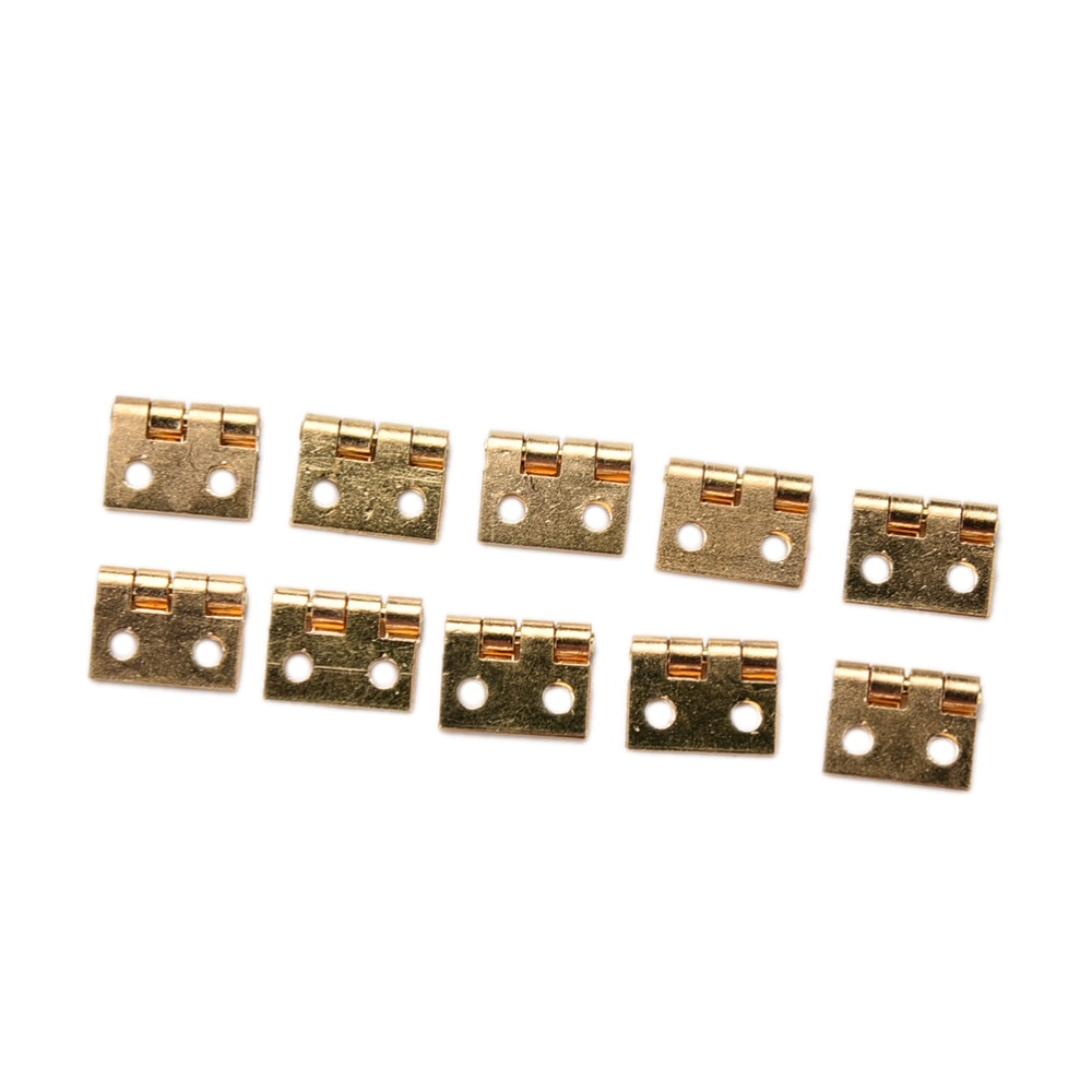 10Pcs Mini Kleine Gouden Metalen Scharnier Met Schroeven Voor 1/12 Home Verbeteren Poppenhuis Miniatuur Meubels