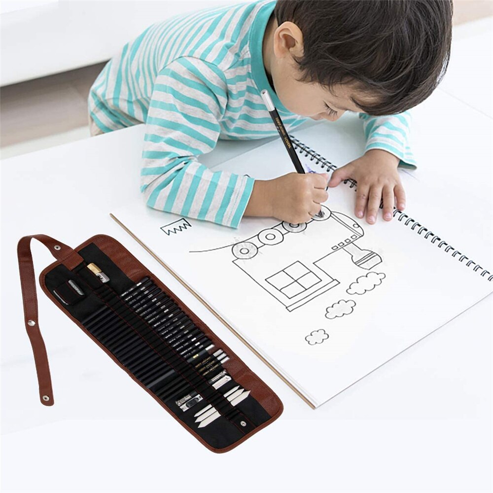 30Pcs/Set Beginner Sketch Pencil Drawing Kit Wood Pencil Bags For Painter School Students Art Stationery Supplies