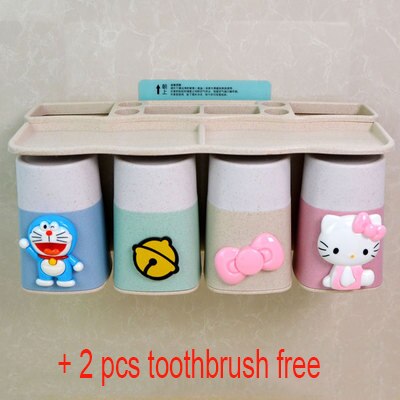 Boxi Automatic Toothpaste Squeezer Toothbrush Cup Dispenser Dust-Proof Toothbrush Holder Cartoon Cup Bathroom Accessories: 0304