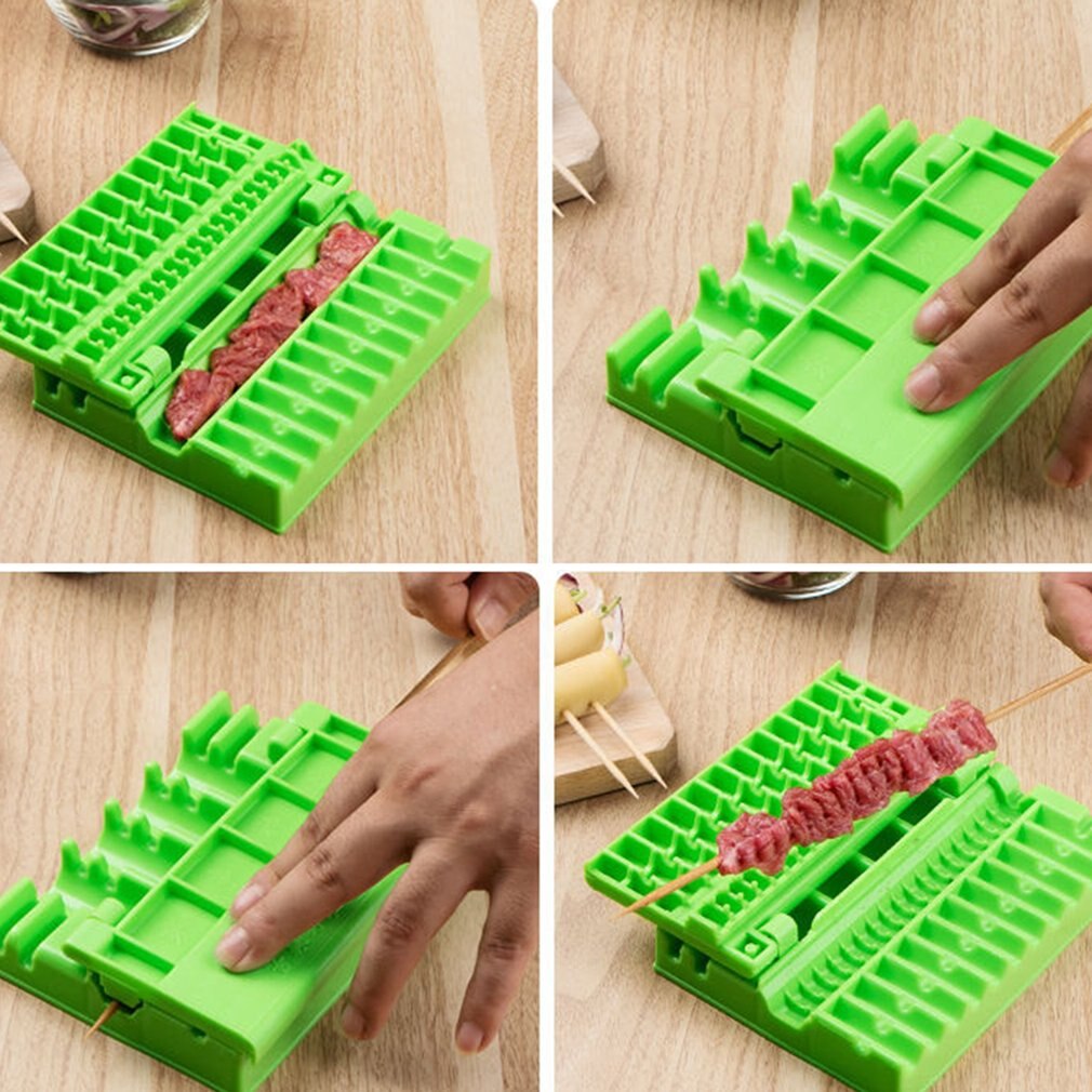 Skewers Kebab Maker Grill Stringer Box Machine Meat Carrier Vegetable Food String Grill Outdoor Barbecue Stringer