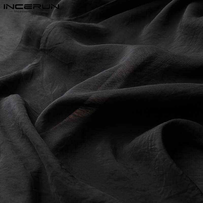 Men Coats Hooded Long Sleeve Streetwear Translucent Open Stitch Trench Solid Korean Thin Outerwear Mens Cloak INCERUN