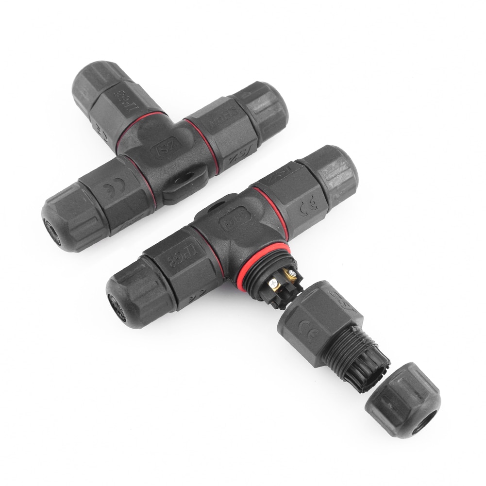 10Pcs Waterproof connector IP68 T Shape Junction Box Connector 2 3 4 5Pin Cross Cable Wire Gland Sleeve connector for led lights