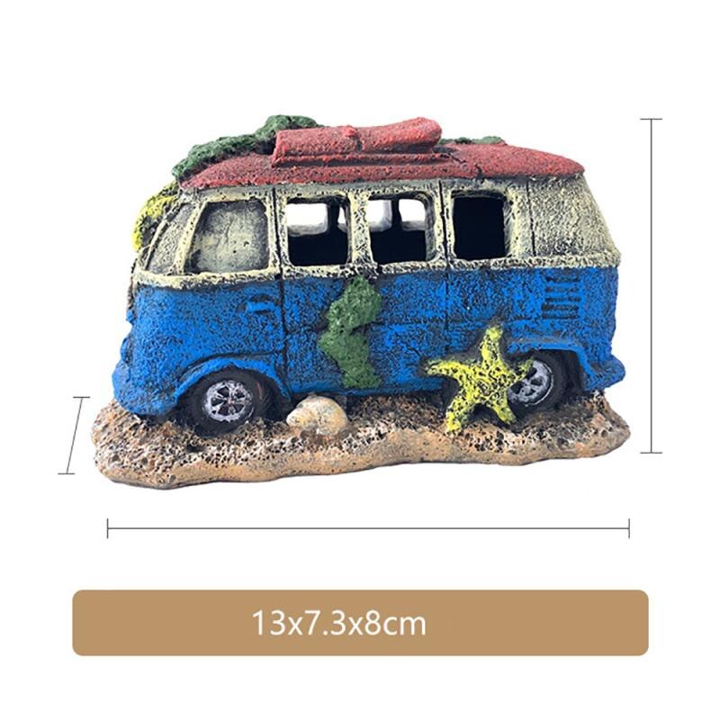 Bus Car Shape Aquarium Fish Tank Landscaping Ornament Resin Artificial Medium Bus Sightseeing Bus Aquarium Decorations Miniature: Medium Bus
