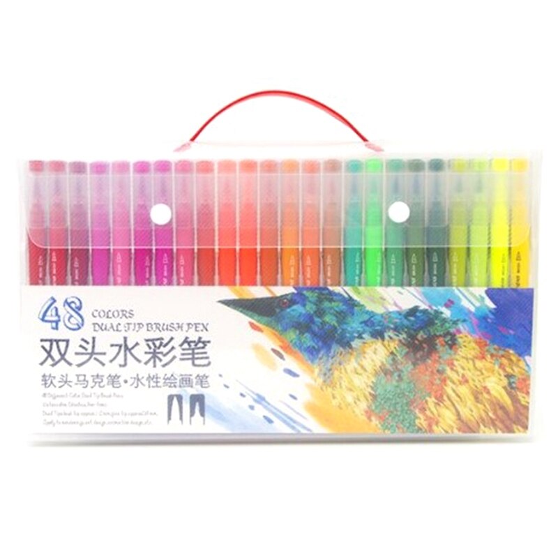 Twin Marker Journal Pens Double Tip Head Marker Watercolor Pen Drawing Colors Brush Pen Sets: as shown