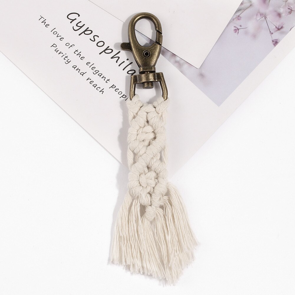 Macrame gobelin tapetry nøgleringe til kvinder 100%  bomuld handmadekeyringmacrame cordbest ven nøglering til kvinder: K7541