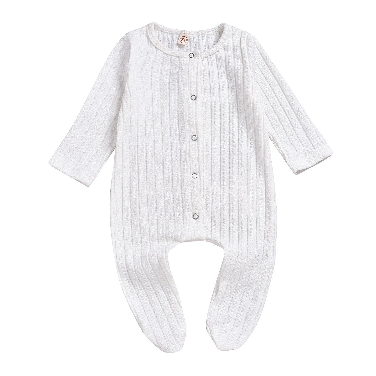 0-24M Winter Baby Kind Baby Jongens Meisjes Gebreide Romper Plaid Patchwork Jumpsuit Outfit Unisex Pyjama Betaalde Sleeper pjs: WHITE / 70