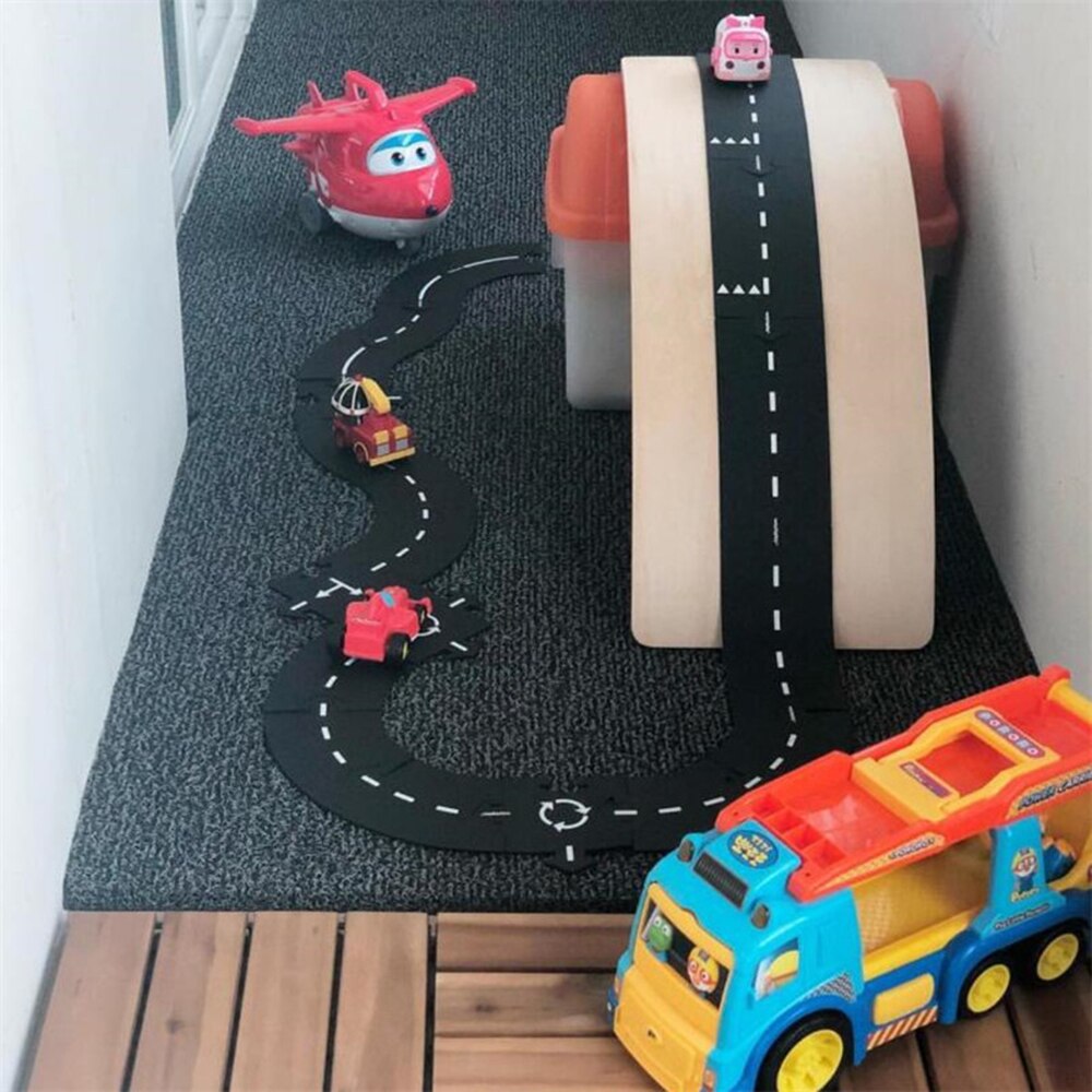 Søm bilbane puslespill lekematte motorveikonstruksjon pvc lekematte for barn pedagogiske leker for barn spillteppe
