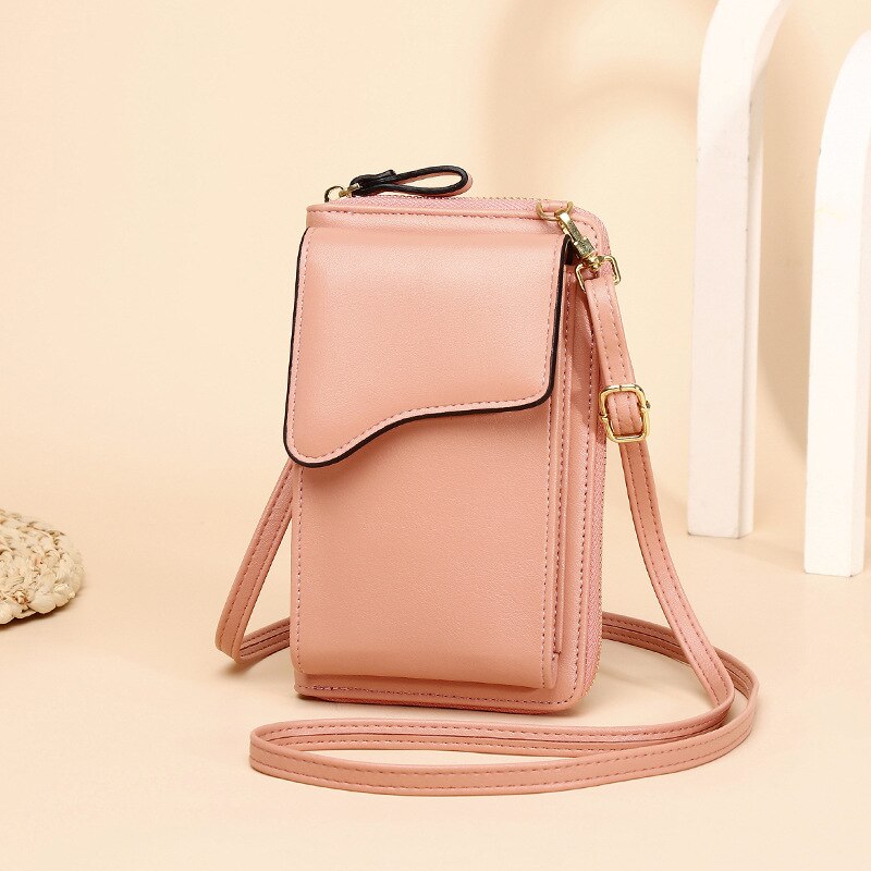 PU Leather Small Shoulder Bag Casual Handbag Crossbody Bags for Women Phone Pocket Girl Purse Mini Messenger Bags: Pink