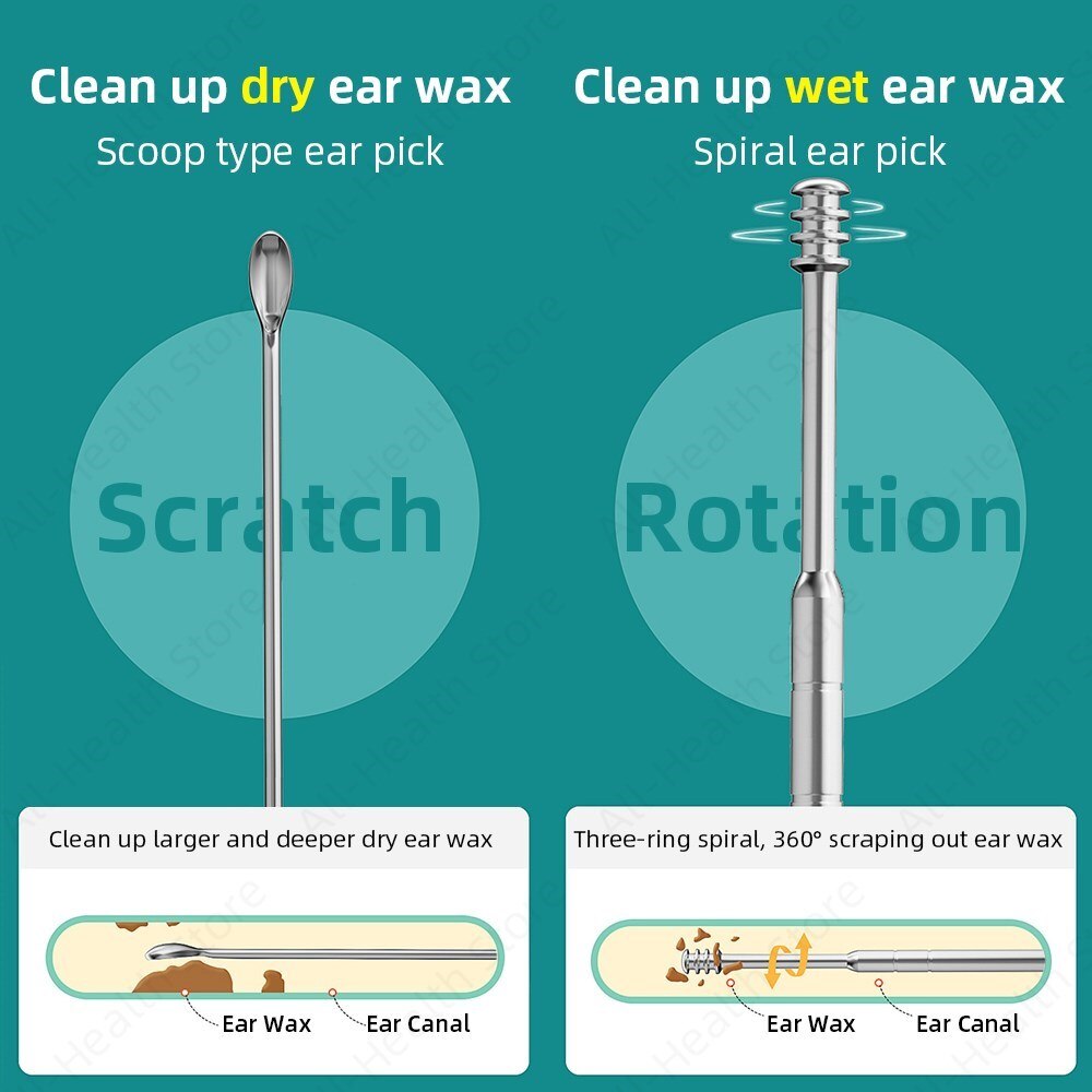 Ear Pick Cleaning For Ears Wax Remove Cleaner Earpick Light Earwax Remover Clean Your Personal
Health Care Beauty