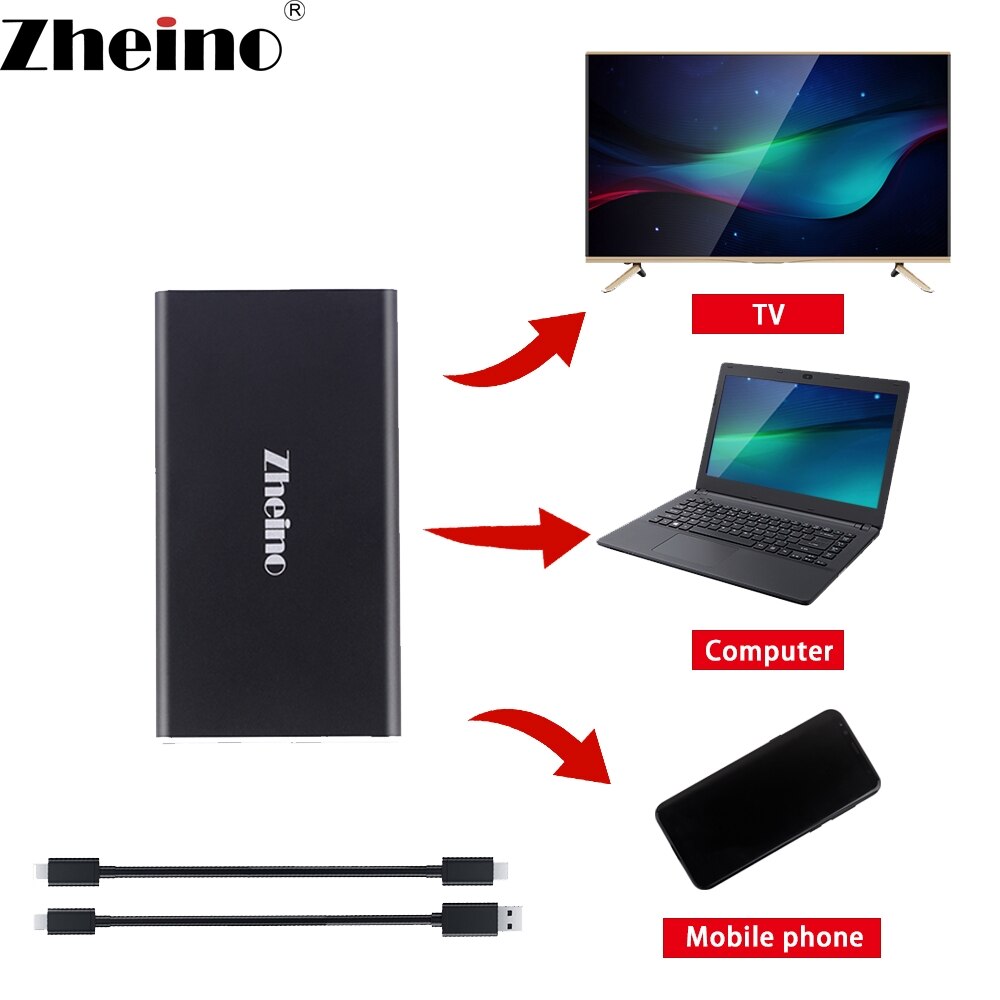 Zheino USB 3.0 Portable External 120GB 240GB 128GB 256GB 512GB SSD Aluminum Case mSATA Solid State Drive for laptop notebook PC