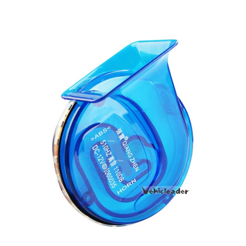 Bocina de Caracol de 12V para motocicleta, con luz led, altavoz de voz fuerte y transparente, bocina de aire para coche y moto, electrónica Universal con lámpara LED: 12V Blue