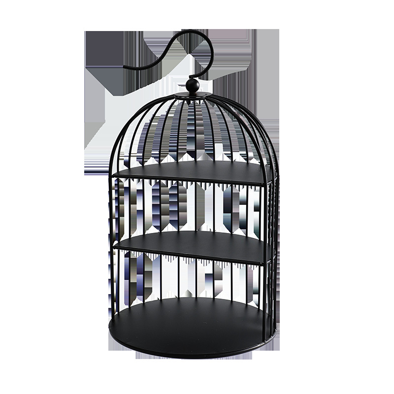 Bird Cage Food Rack Display Stand Ceramic Three-layer Dessert Table Tray Double-layer Cake Stand Afternoon Tea Snack