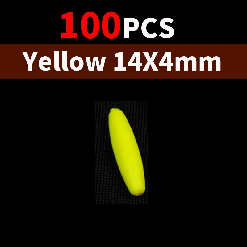 [100PCS/lot] Seven-star Oval mini fishing float bobber rig making fishing floating beans beads fishing accessories no stopper: Yellow 14X4mm