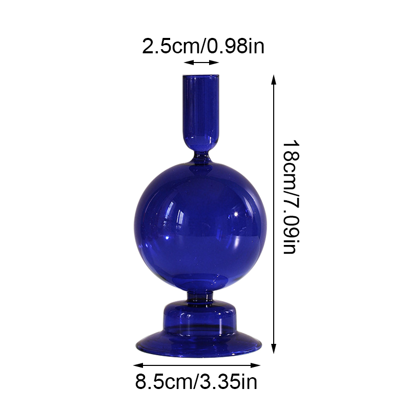 Portavelas de vidrio para sala de estar, candelabro romántico para el hogar, decoración de boda, cumpleaños, cena, de Navidad, Acc: Azul