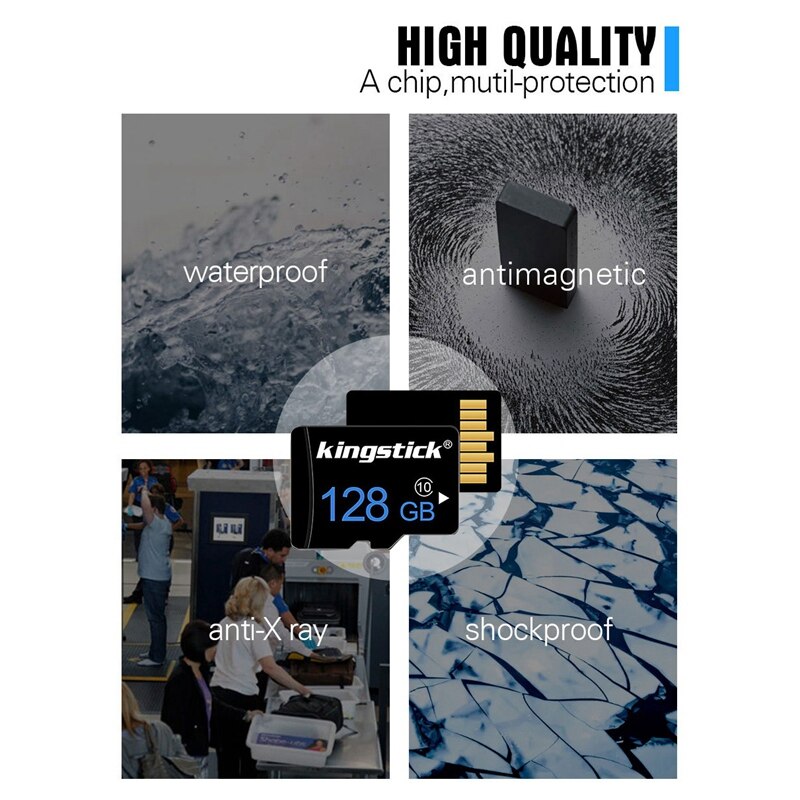 Kingstick MicroSD Memory Card Class 10 128GB TF Card Flash Memory Microsd Card with Adapter