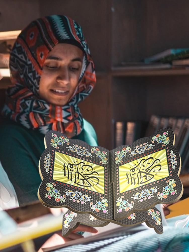 Wooden Islamic Eid Al-fitr Displays Bible Bookshelves Decorated With Artifacts Bookends