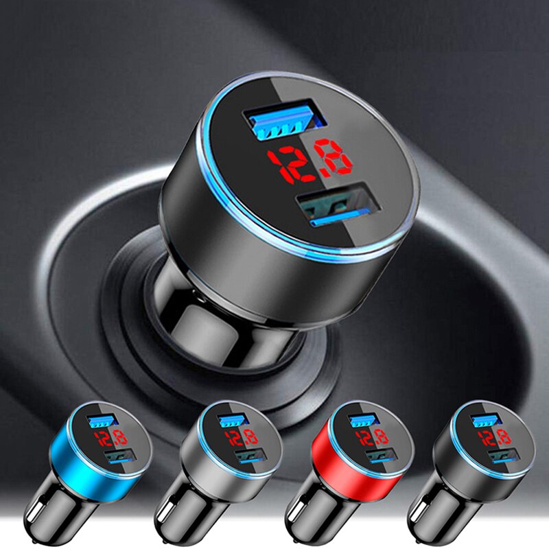 USB Car Charger For iPhone XR 11 Honor 30 Fast Car Phone Chargers Fast Charging With LED Display 3.1A Dual USB Phone Car Charger