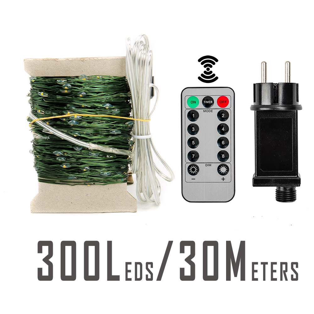 Guirnalda de Luces LED de 10-200m, Impermeable, con Control Remoto, para Decoración de Árboles de Navidad, Exteriores, Jardín, Bodas y Fiestas: verde / Y (artículos de cuero)