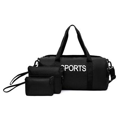 Kvinner sport gym bag sett menn vanntett fitness trening bag bærbar lett vekt reise bagasje bag sett sac de sport 6 farger: Svart