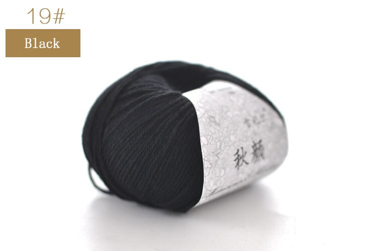 QZLKNIT 50g/bal 50% Merino gemengd garen Herfst/winter Zacht Medium grof wol garen DIY Hand gebreide haak Baby kleding garen: 19 Black