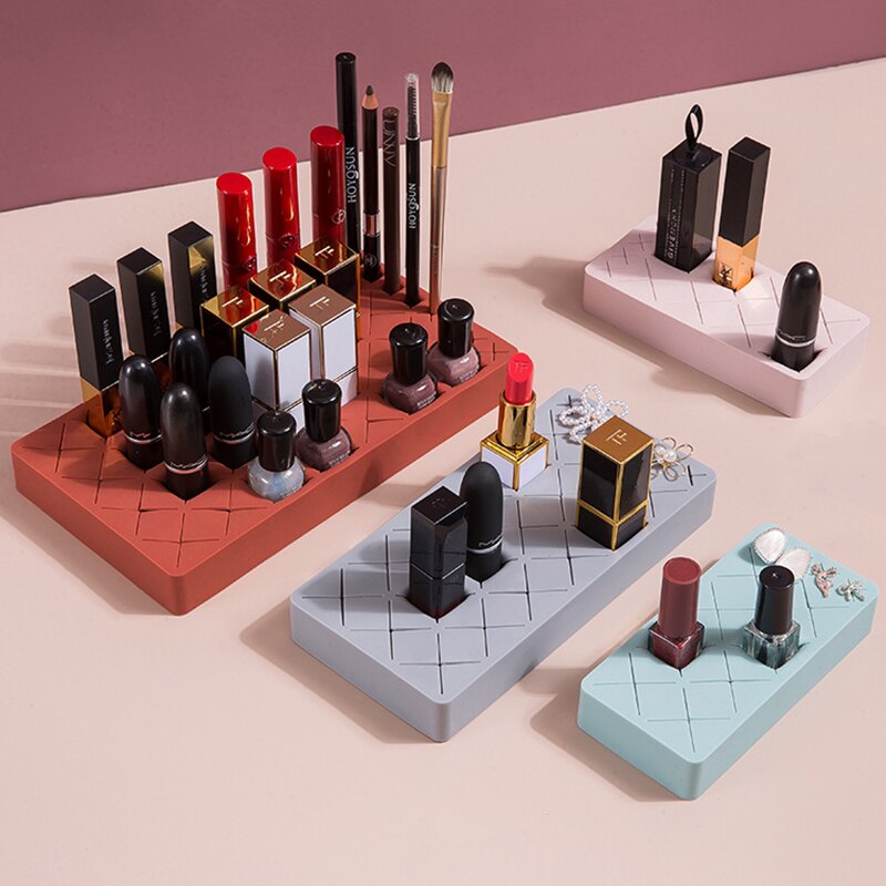 Silikone multiple grid makeup arrangør neglelak arrangør kosmetiske smykkeskrin læbestift holder øjenbryn blyant opbevaring