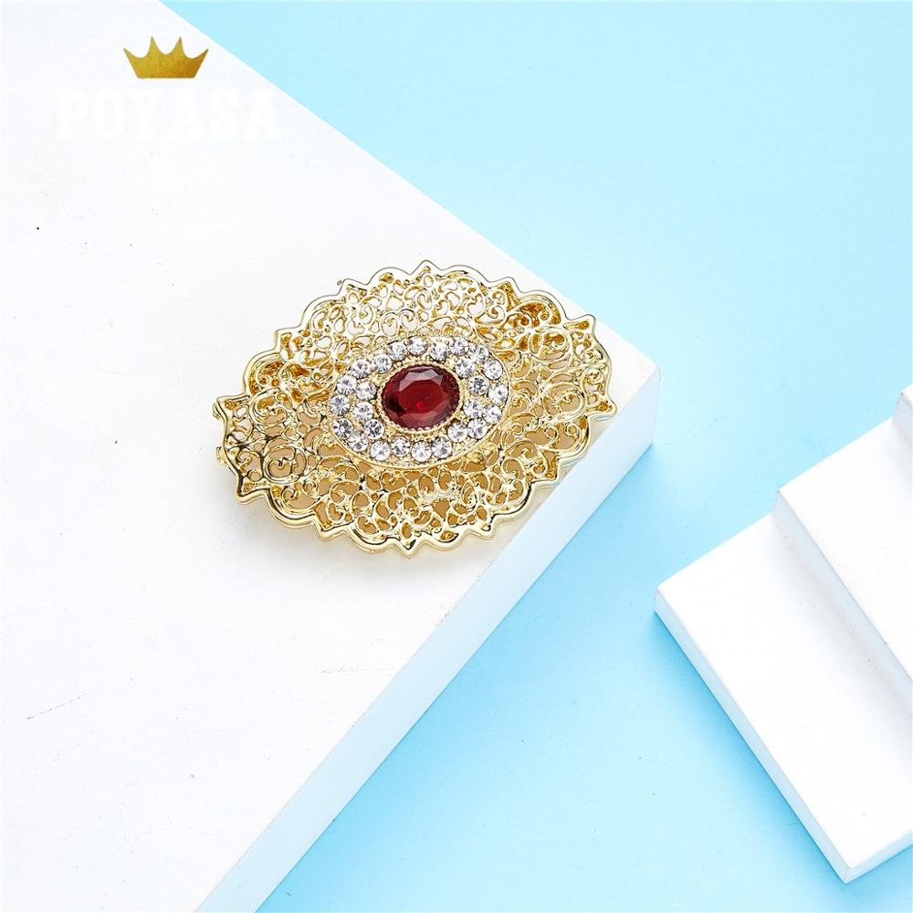 AUG Gold color brooch color stone jewelry alloy brooch: Red