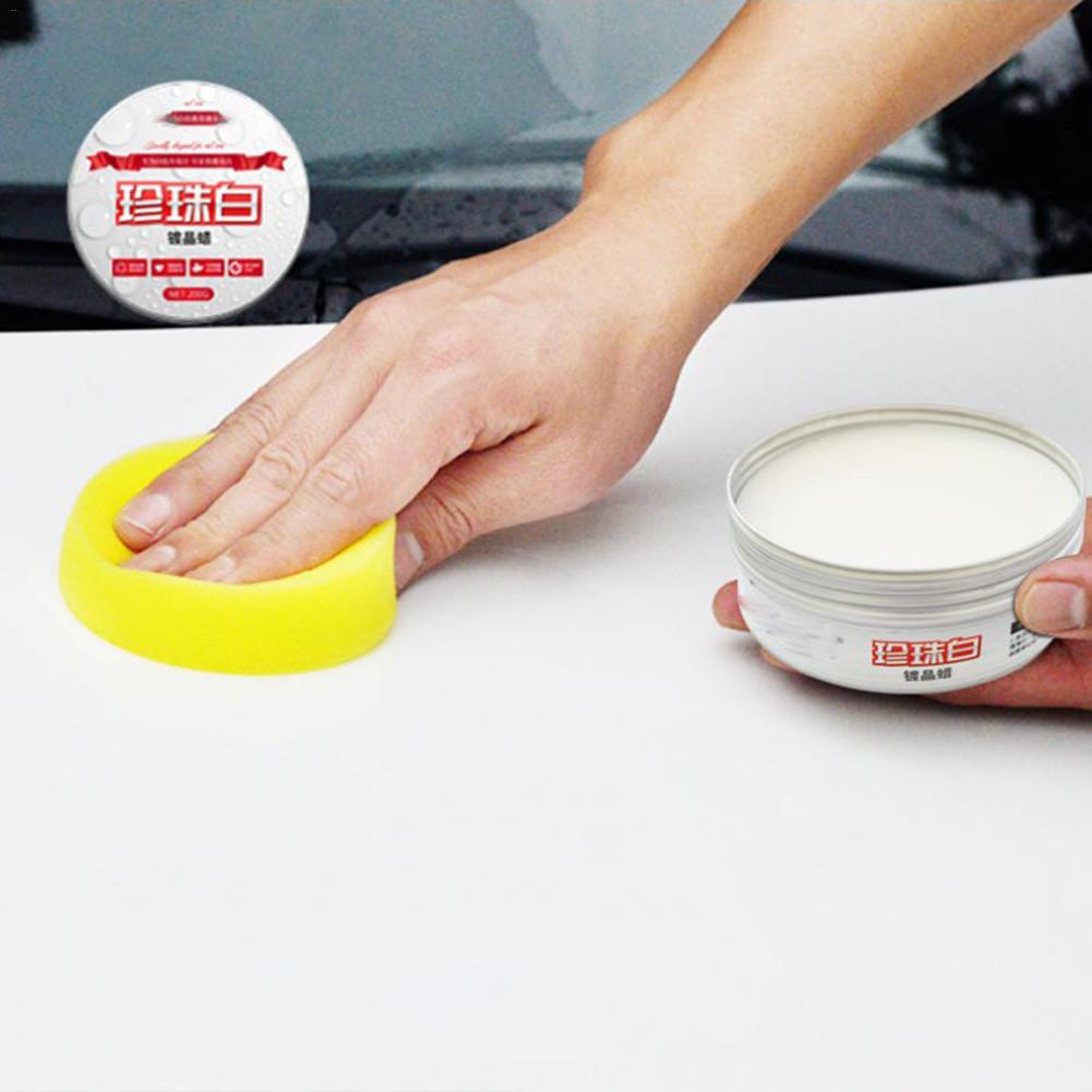 Pintura de cera blanca para el cuidado del coche, reparador para arañazos, resistente al agua, decoración para coche, cera dura de cristal, elimina arañazos